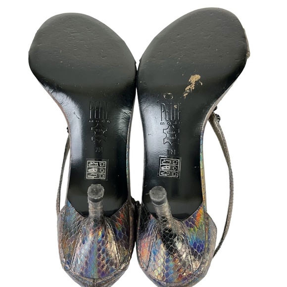 PELLE MODA Genuine Leather Rhinestone T Strap High Heels Sandals Formal Shoes 7 - Picture 15 of 16